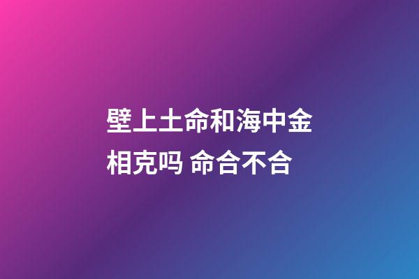 壁上土命和海中金相克吗 命合不合